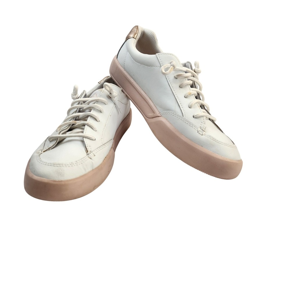 Sperry Plushstep White Leather Sneakers‎ Rose Gold Accent Women's Size 10 M Shoe